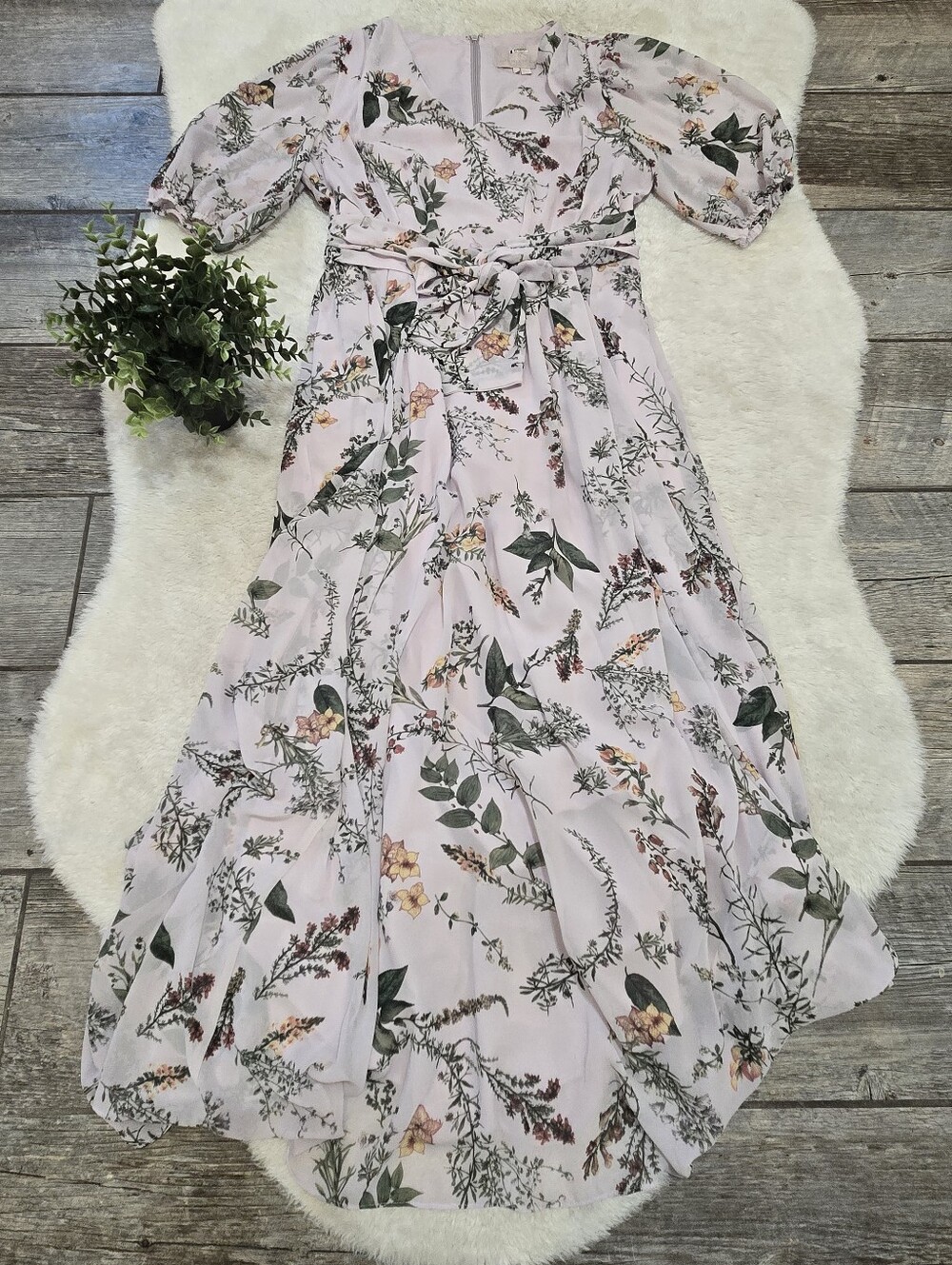 Gal Meets Glam Pink Floral Phoebe Chiffon Romantic Garden Party Long Dress, 10
